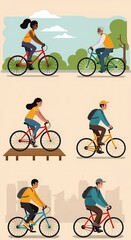 Fototapeta premium vector illustration of a set of bicycles