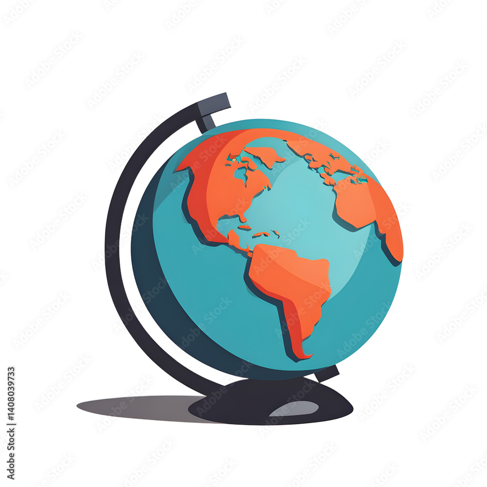 Poster Modern design icon of a globe with shield symbolising global protection, isolated on a empty plain background