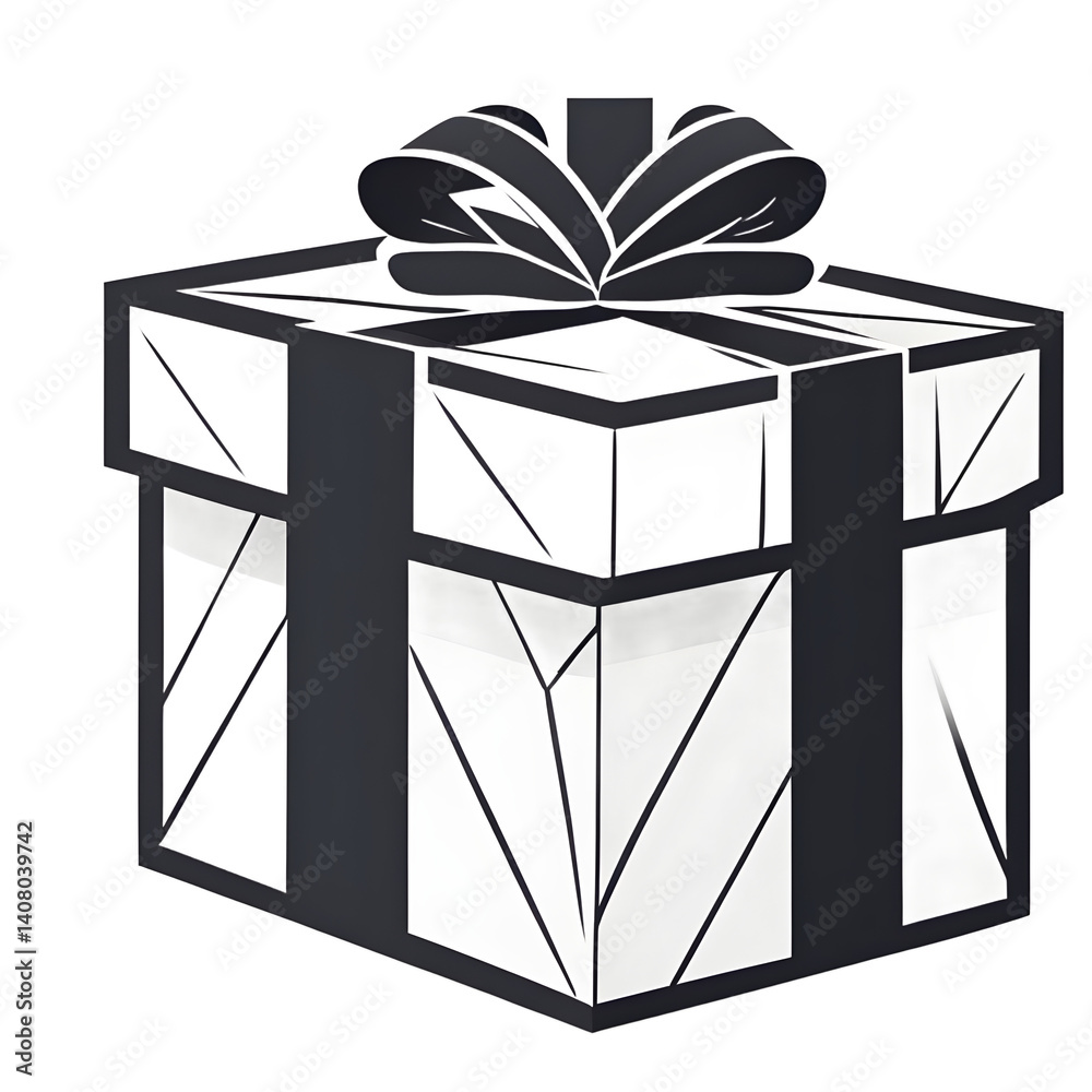 Poster Modern design icon of a gift box symbolizing festivities isolated on a empty plain background