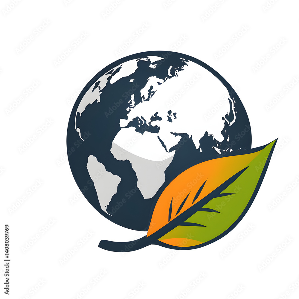 Poster Modern design icon of a globe with shield symbolising global protection, isolated on a empty plain background