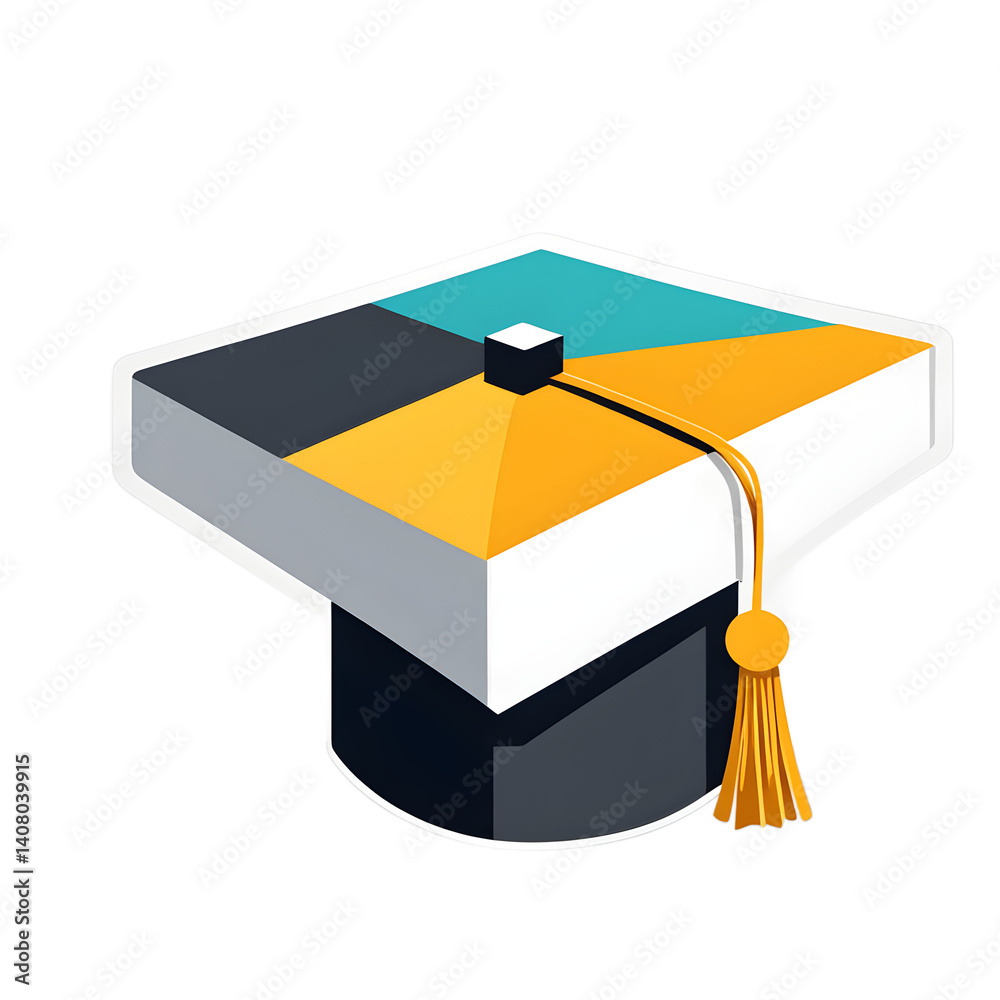 Poster modern design icon of a graduation cap symbolising education, isolated on a empty plain background