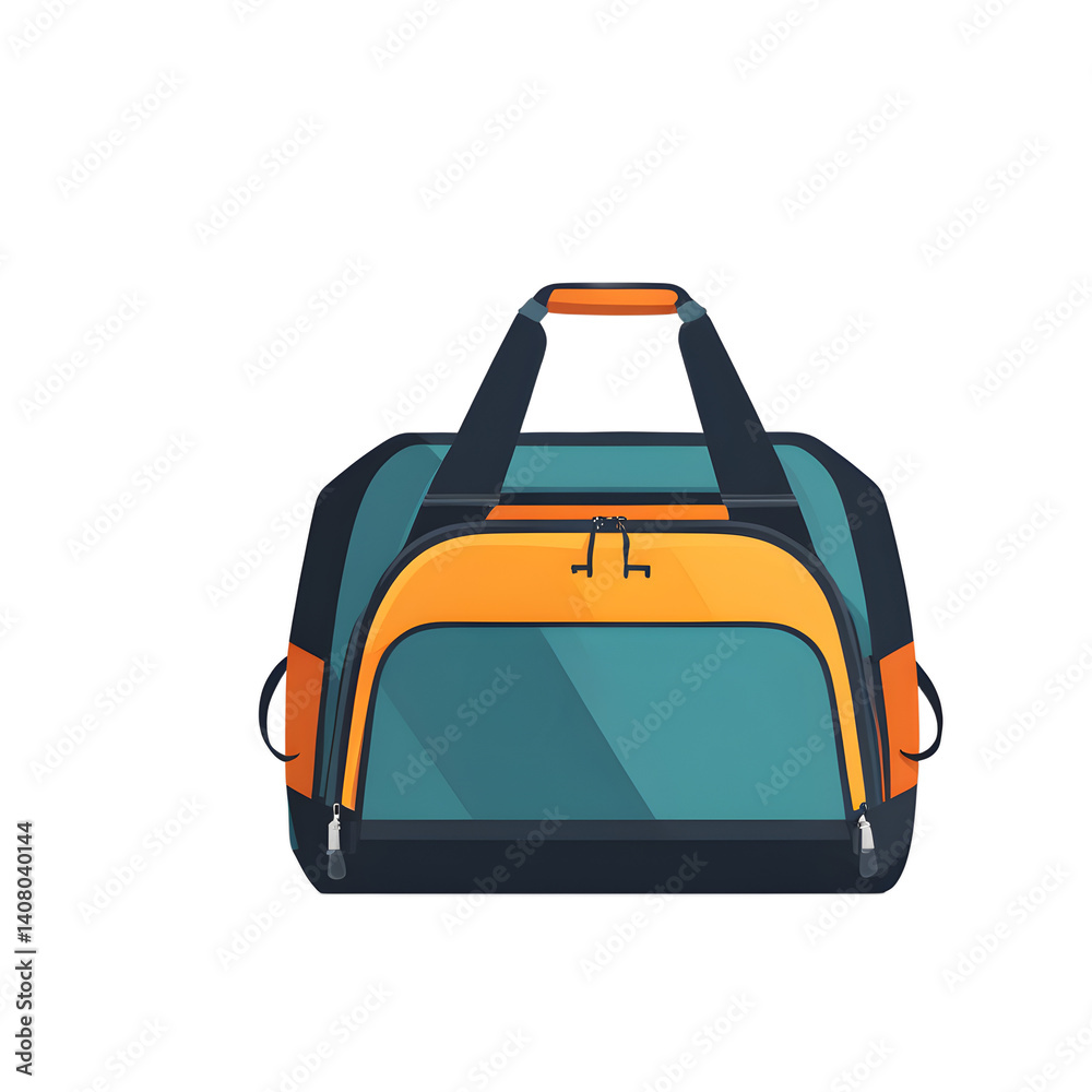 Poster modern design icon of a gym bag symbolising fitness, isolated on a empty plain background