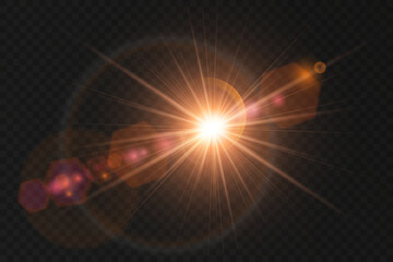 Light star gold PNG shines with bright sun intensity. Solar rays flicker vividly with soft transition glow. Cosmic sparkle burst creates dreamy abstract celebration style. Transparent sunlight flare