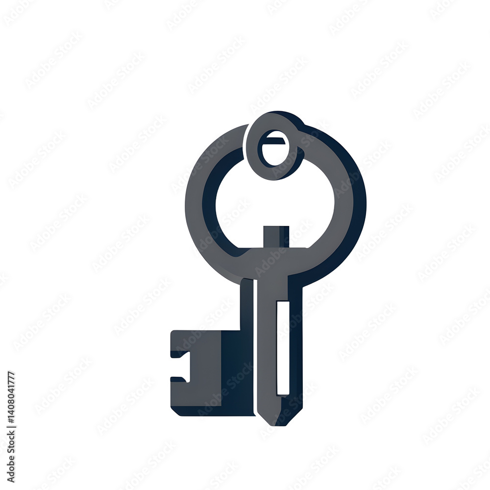 Poster Modern design icon of a key symbolising access, isolated on a empty plain background