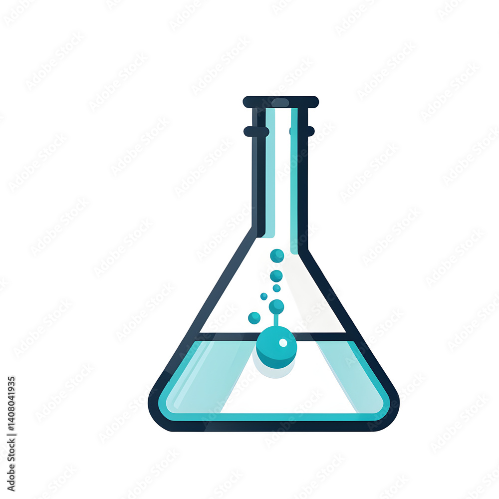 Poster Modern design icon of a laboratory flask symbolising science, isolated on a empty plain background