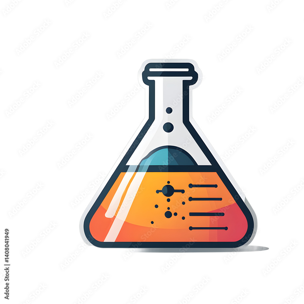 Poster Modern design icon of a laboratory flask symbolising science, isolated on a empty plain background