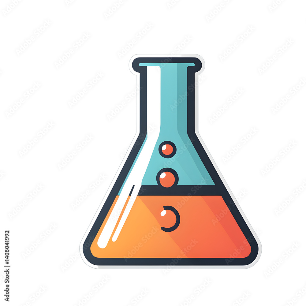 Poster Modern design icon of a laboratory flask symbolising science, isolated on a empty plain background