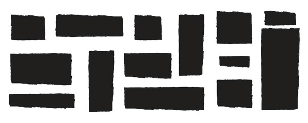 Collection of square rectangles brush shape vector isolated on white background