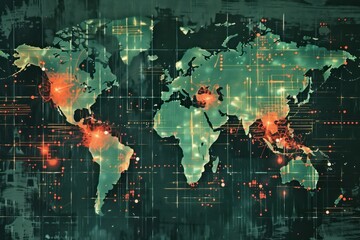 Global Network Connections, A Digital World Map