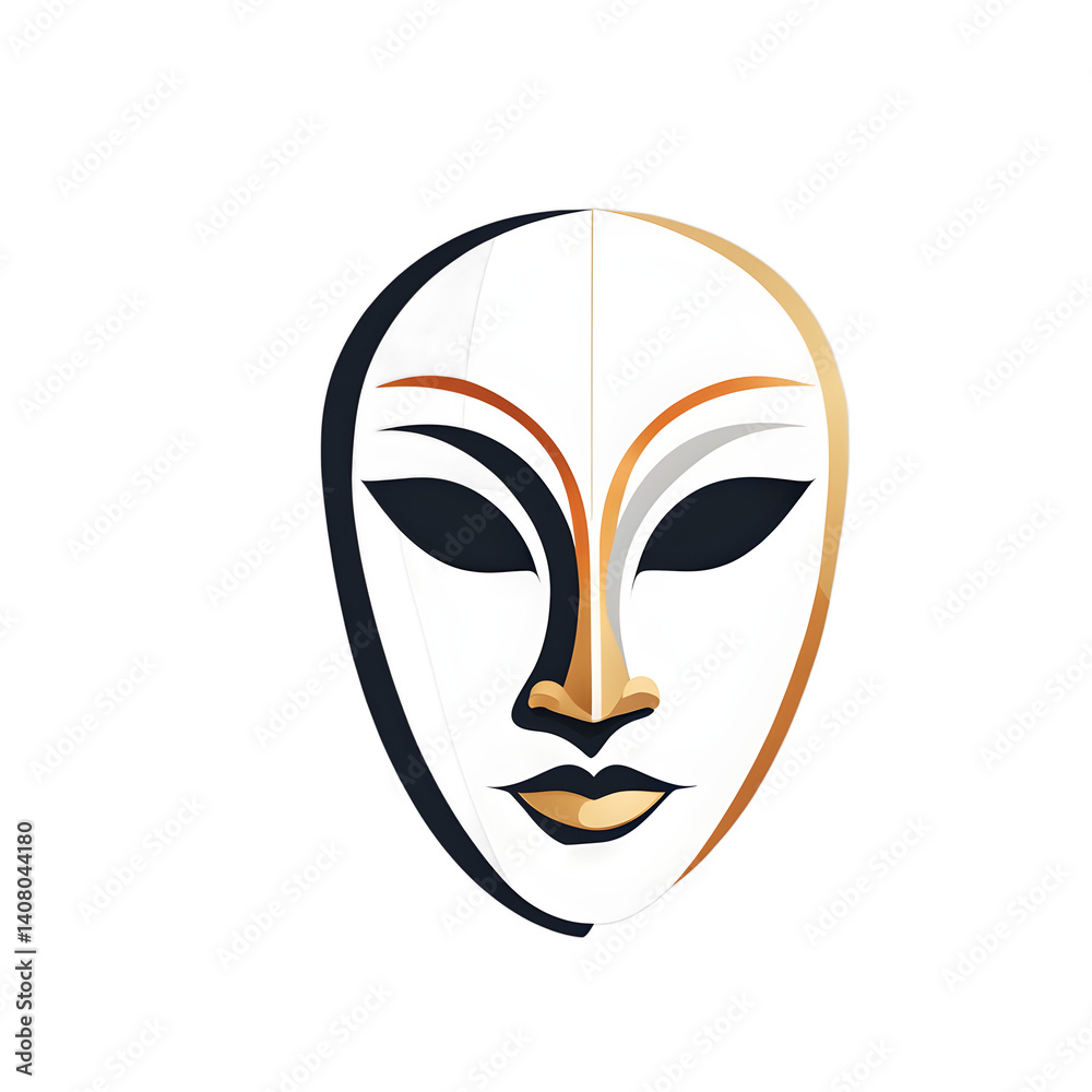Poster modern design icon of a mask symbolising theatre, isolated on a empty plain background