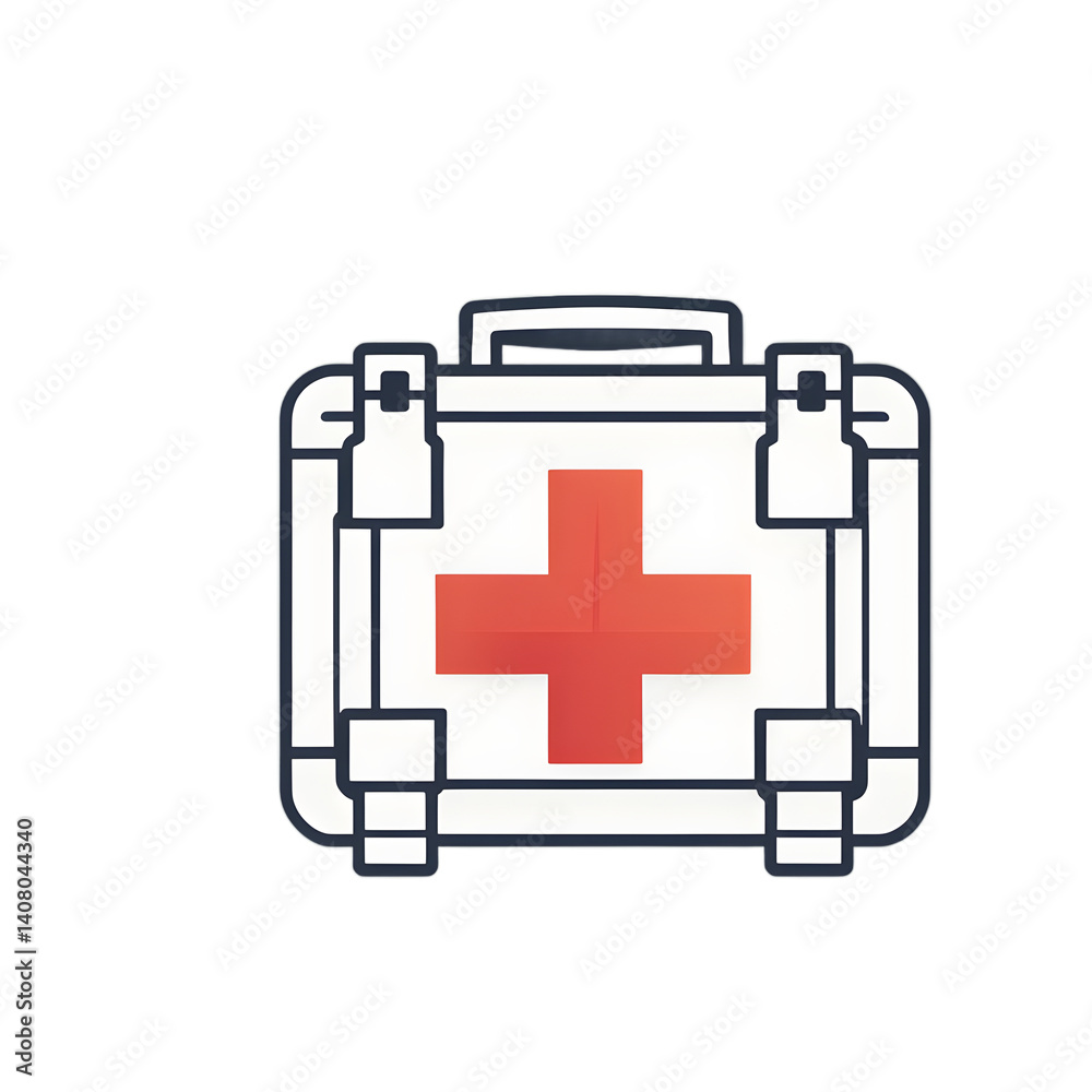 Aufkleber modern design icon of a medical kit with cross symbolising first aid, isolated on a empty plain back