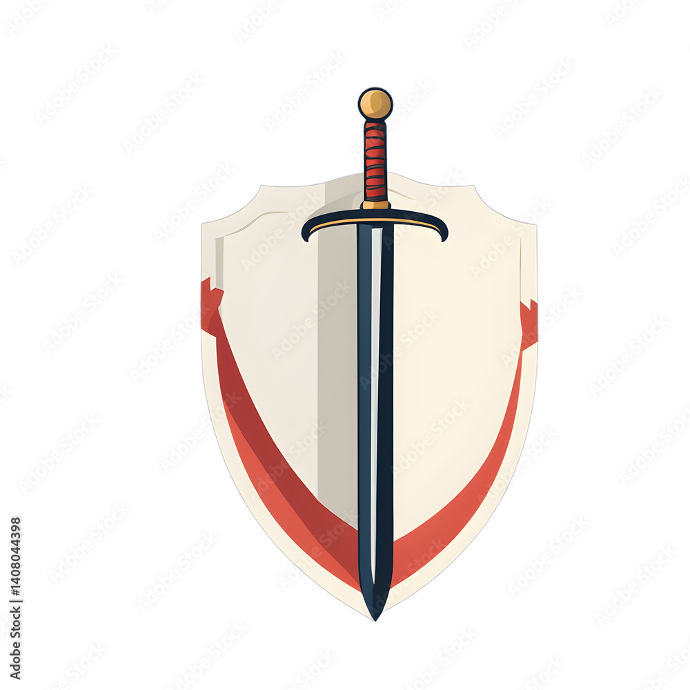 Poster Modern design icon of a medieval sword symbolizing historical warfare isolated on a empty plain background