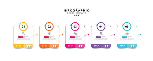 Vector Infographic label design template with icons and 5 options or steps. for your business data. Vector Illustration.