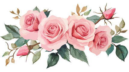 Elegant Watercolor Roses Bouquet Hand Painted Picture