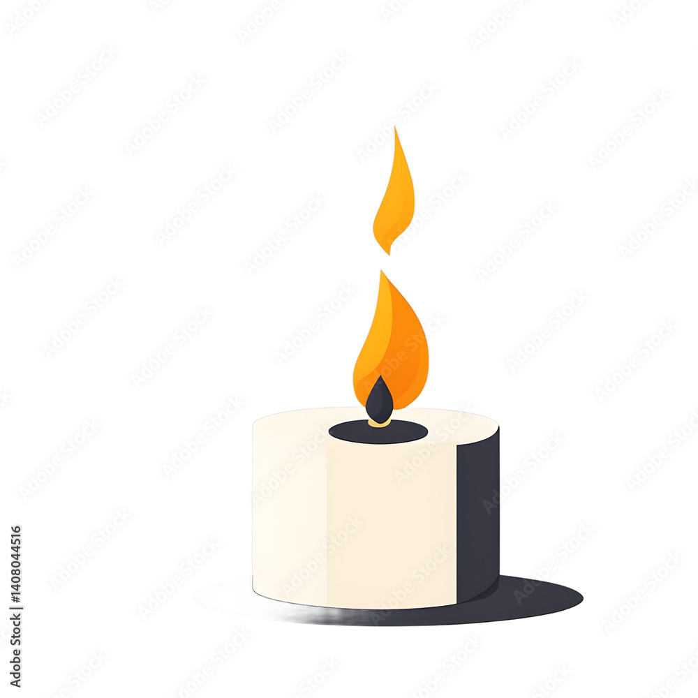 Poster modern design icon of a meditation candle symbolising spiritual practice, isolated on a empty plain 