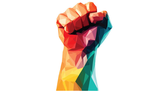 Empowering Low Polygonal Artwork of Raised Fist