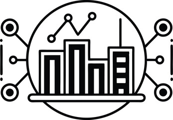 Data Analytics Silhouette Icon – Flat Vector for Business Insights & Big Data, Minimalist Data Analysis Icon – Black Silhouette for Tech & Infographics, Big Data Insights Silhouette Icon.