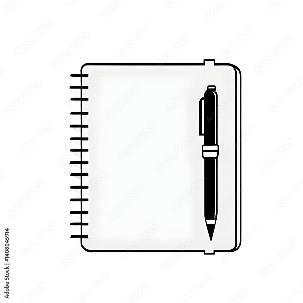 Poster Modern design icon of a notebook with bookmark symbolising study, isolated on a empty plain background