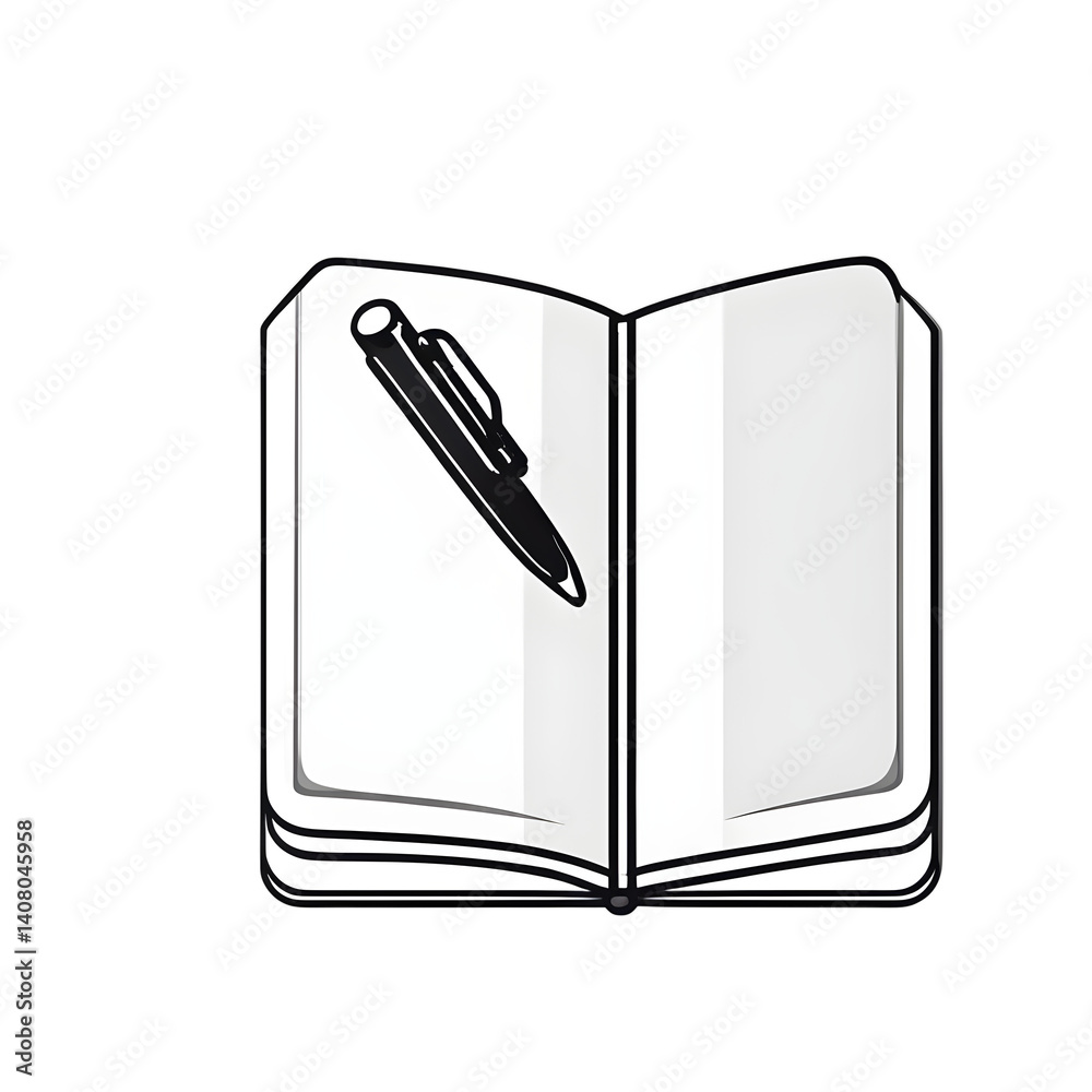 Poster Modern design icon of a notebook with bookmark symbolising study, isolated on a empty plain background