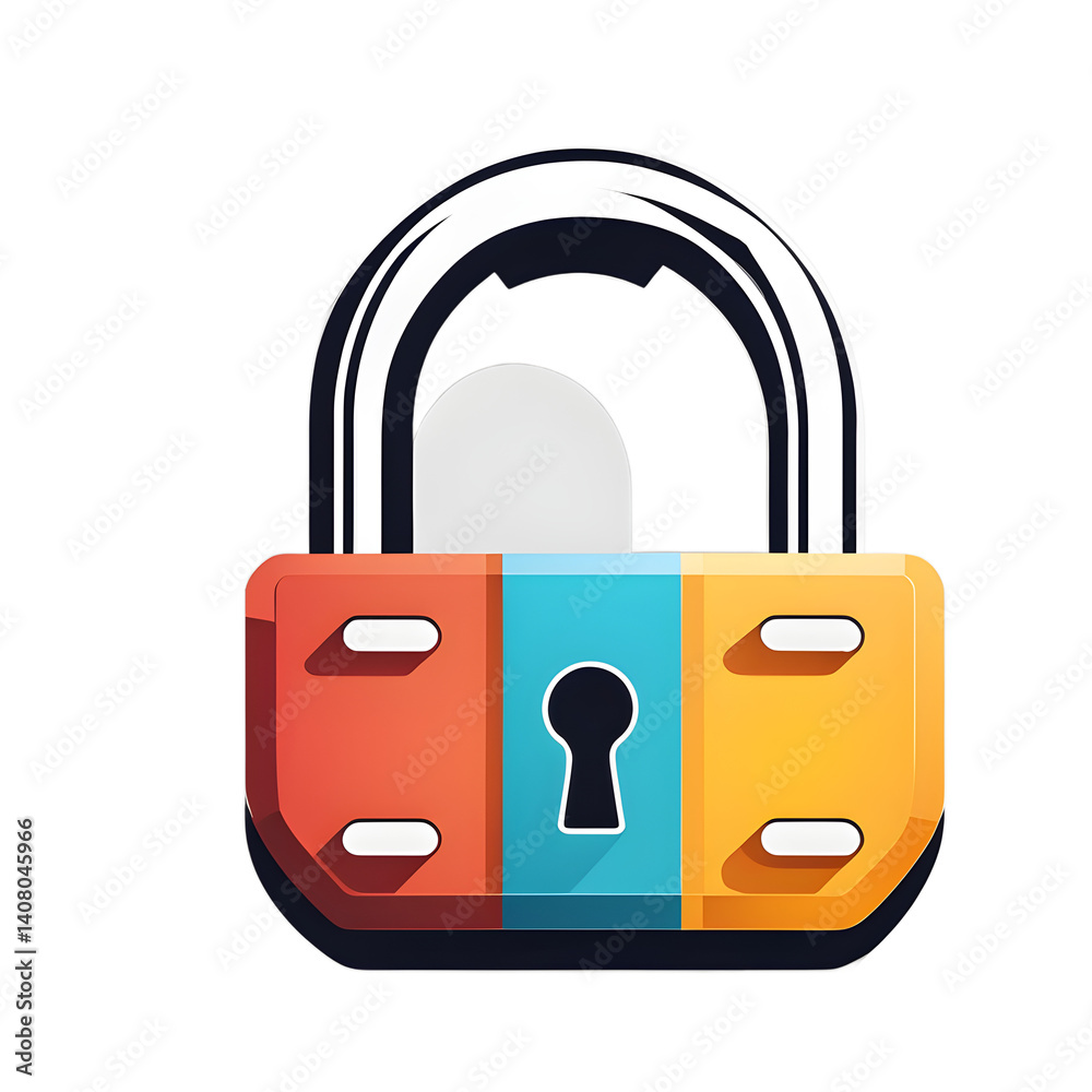 Poster Modern design icon of a padlock open symbolising access, isolated on a empty plain background