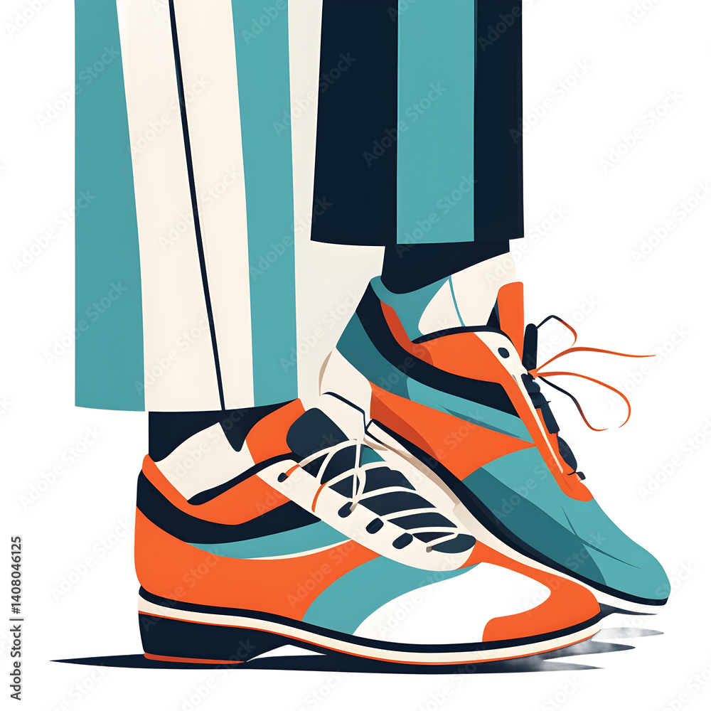 Poster Modern design icon of a pair of shoes symbolizing movement isolated on a empty plain background