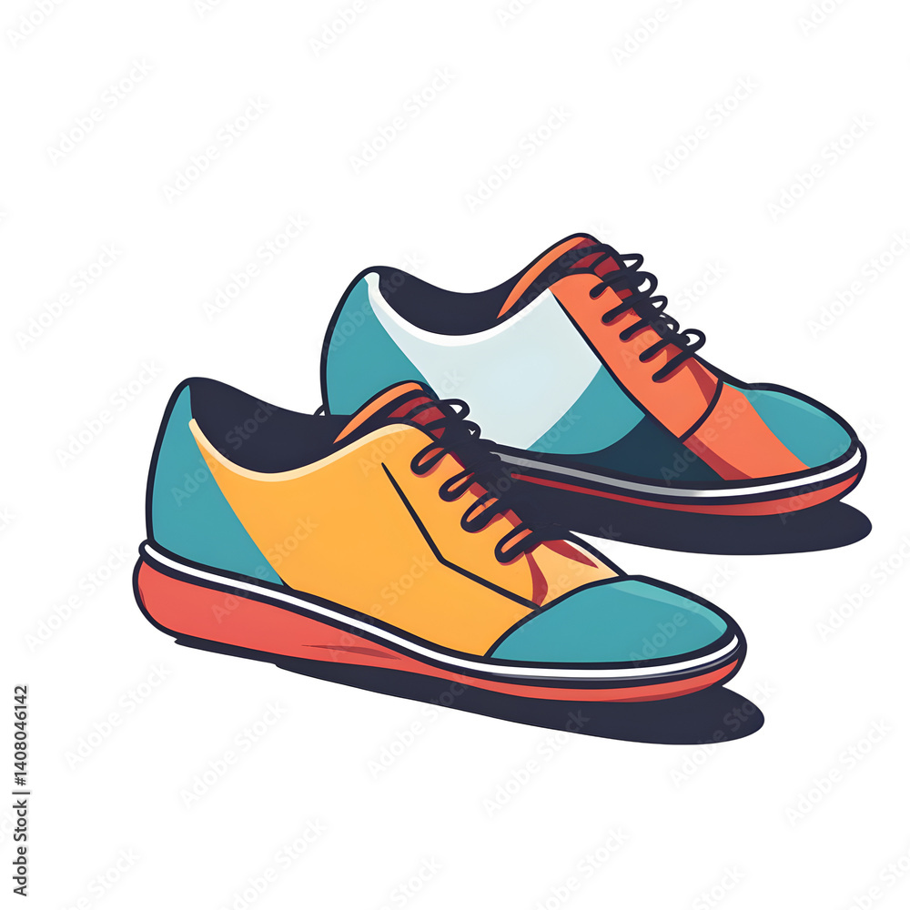 Poster Modern design icon of a pair of shoes symbolizing movement isolated on a empty plain background