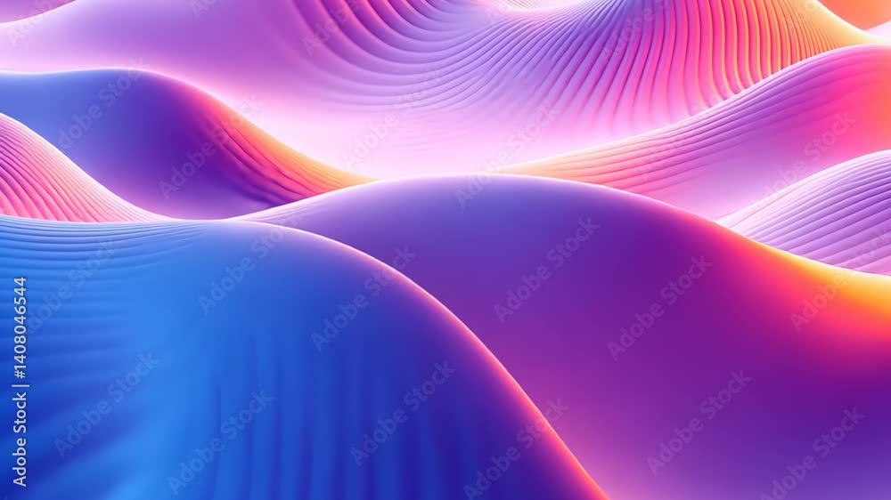 Poster vibrant waves of color in a mesmerizing abstract landscape with fluid movement and rhythmic patterns