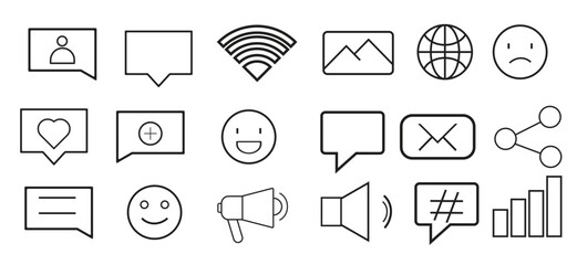 Collection of Modern Social media and Communication  line icon vector  isolated on white background
