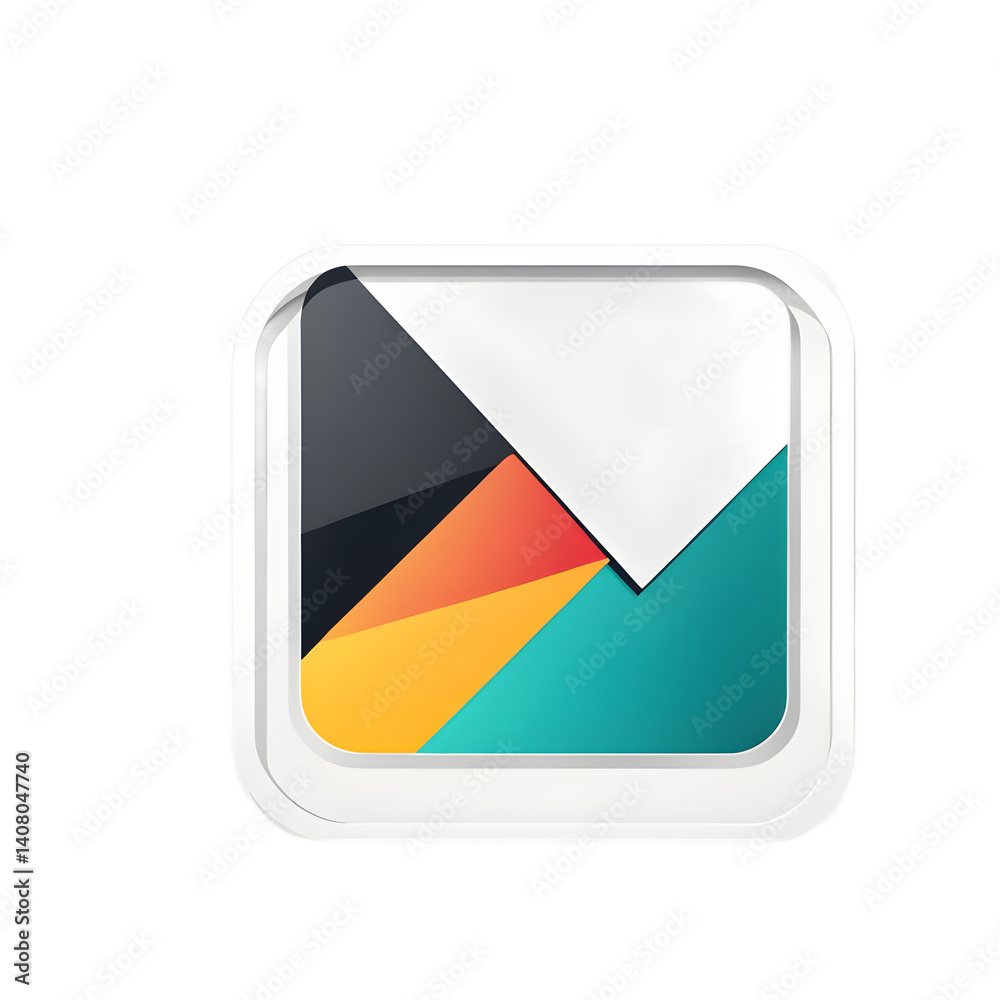 Poster Modern design icon of a play button symbolising media, isolated on a empty plain background