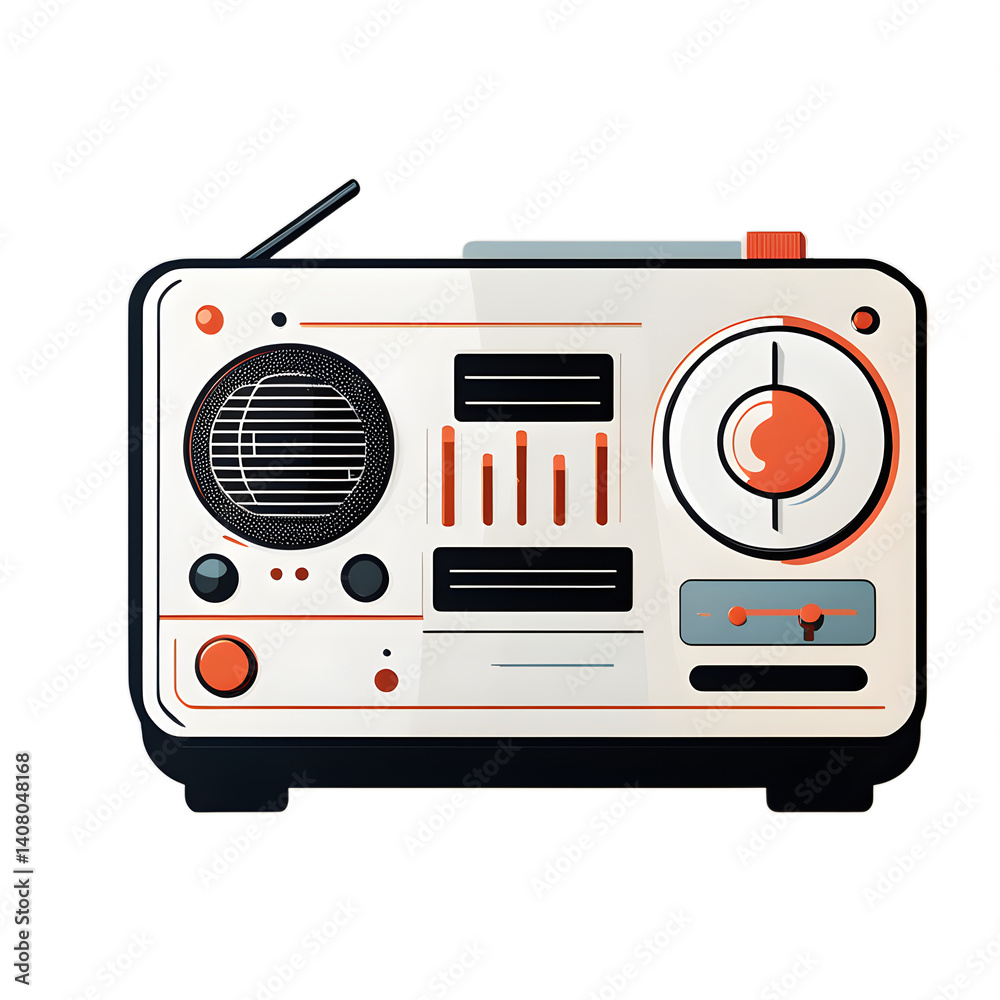 Poster Modern design icon of a radio symbolising broadcasting, isolated on a empty plain background