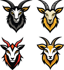 Markhor head mascot logo design vector