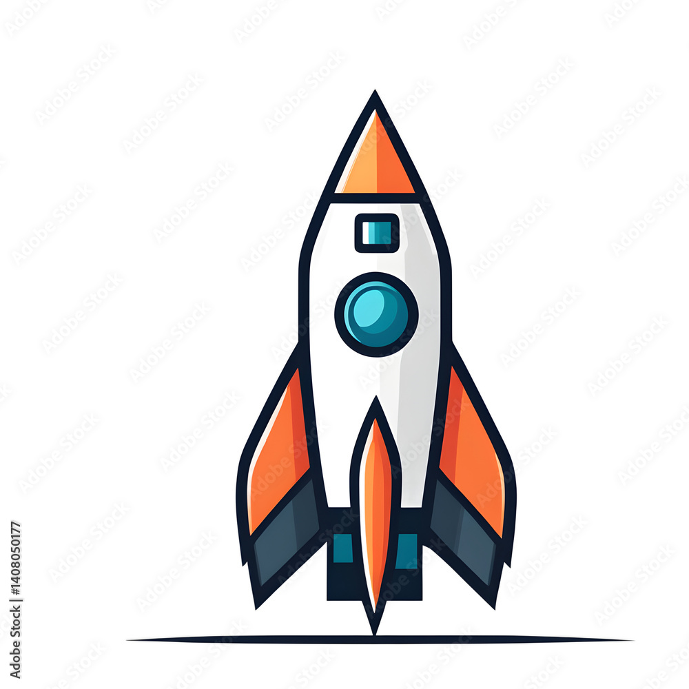 Poster modern design icon of a rocket symbolising innovation, isolated on a empty plain background