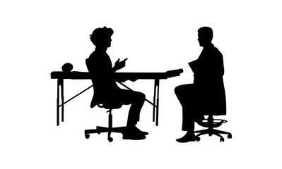 A doctor is sitting in a chair and giving medical advice to a sick person vector.