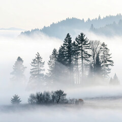 trees in the fog