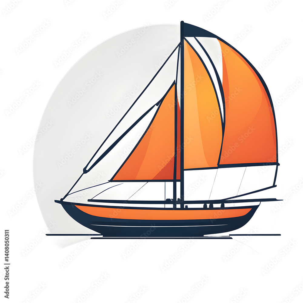 Poster modern design icon of a sailboat symbolising freedom, isolated on a empty plain background