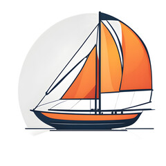 Modern design icon of a sailboat symbolising freedom, isolated on a empty plain background