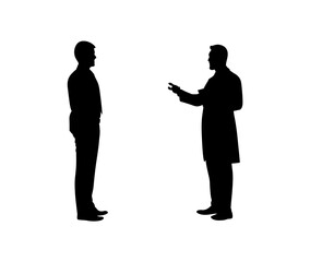 A doctor is standing and advising a patient vector.