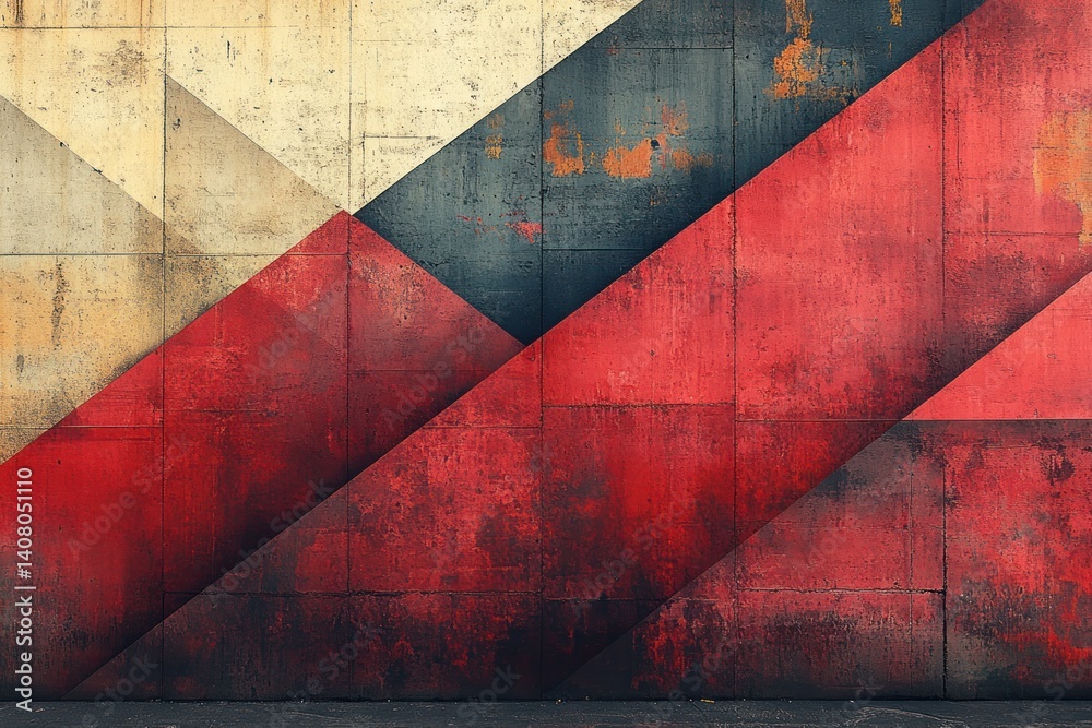 Aufkleber red abstract background with geometric pattern vintage texture in christmas colors