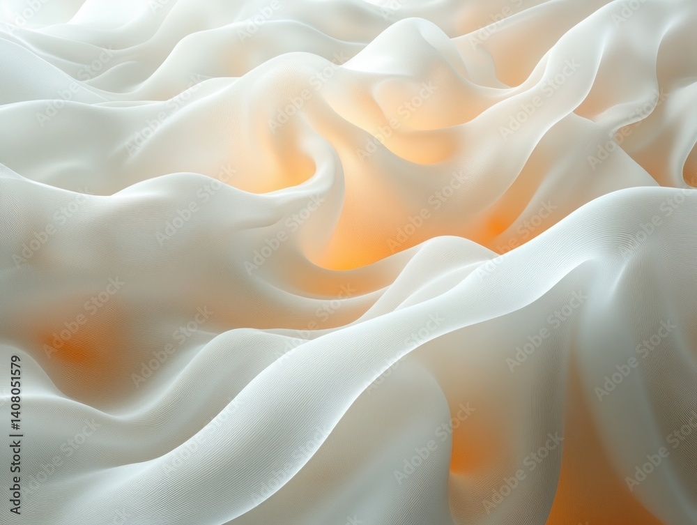 Poster Abstract Minimalist White Background with Smooth Flowing Curves Ethereal Modern Design