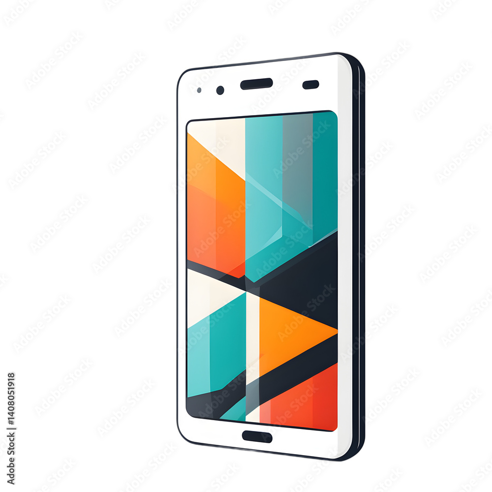Poster Modern design icon of a smartphone symbolising communication, isolated on a empty plain background