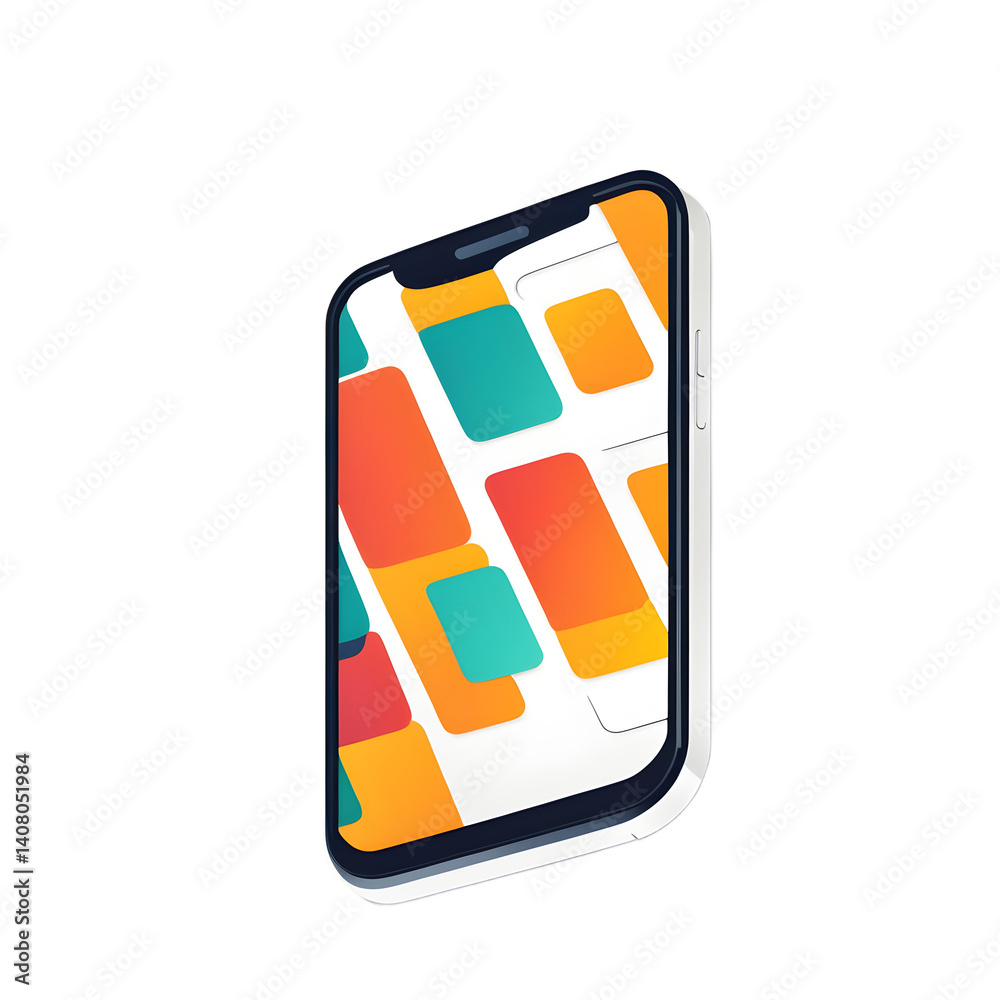 Poster Modern design icon of a smartphone symbolising communication, isolated on a empty plain background