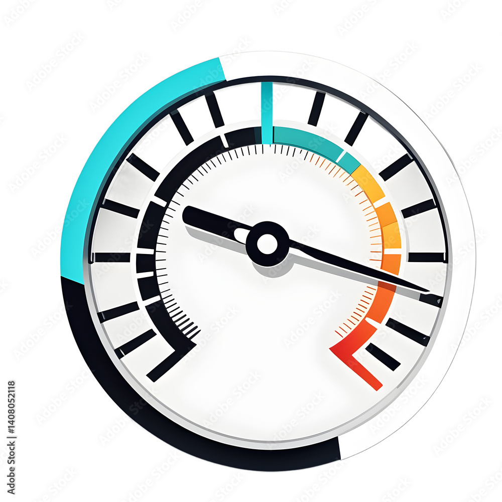 Poster Modern design icon of a speedometer symbolising performance, isolated on a empty plain background