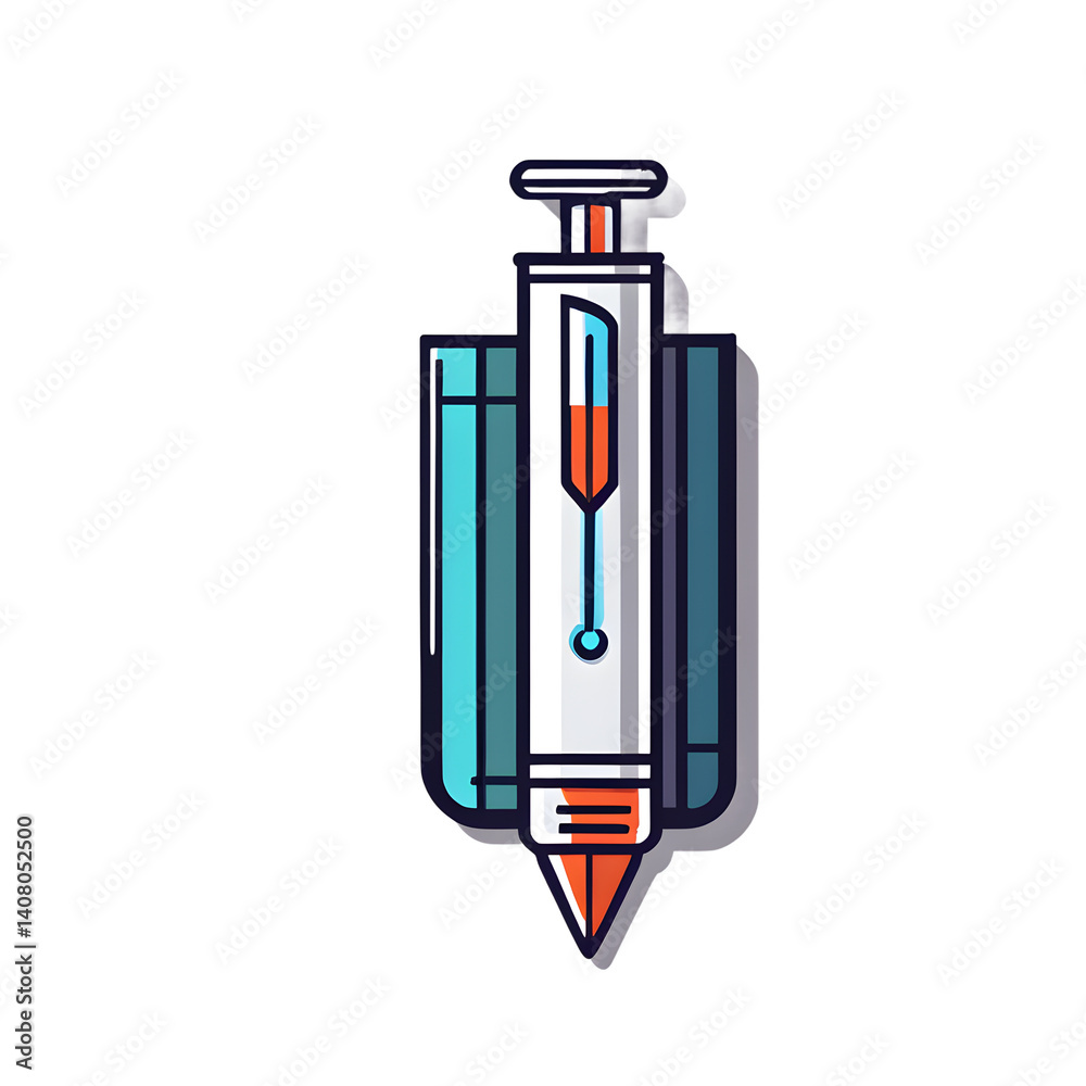 Poster modern design icon of a syringe with shield symbolising medical protection, isolated on a empty plai