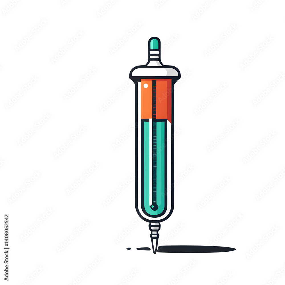 Poster modern design icon of a syringe with shield symbolising medical protection, isolated on a empty plai