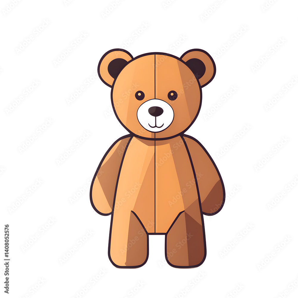 Poster modern design icon of a teddy bear symbolising childhood, isolated on a empty plain background