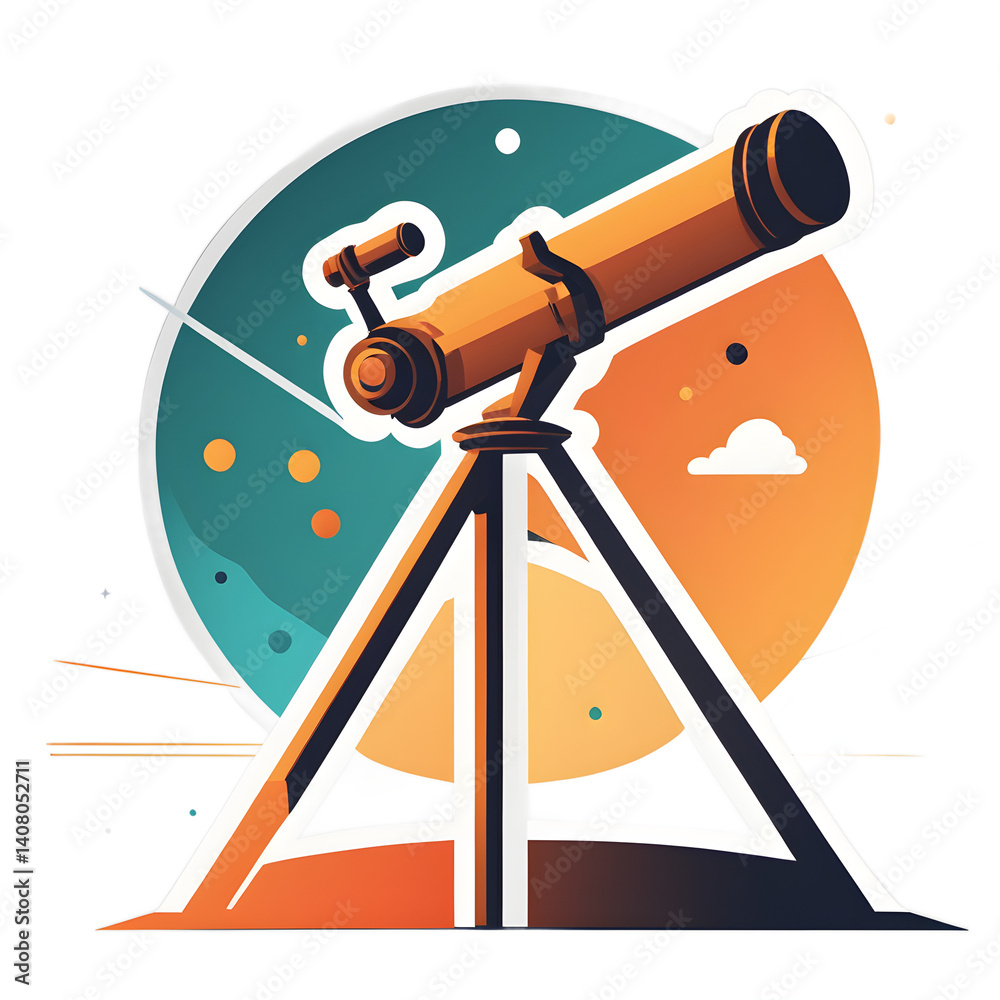 Poster Modern design icon of a telescope symbolizing space exploration isolated on a empty plain background