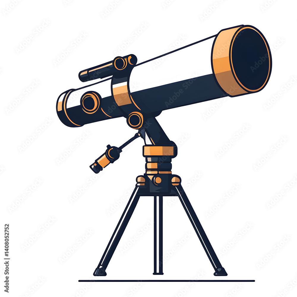 Poster Modern design icon of a telescope symbolizing space exploration isolated on a empty plain background