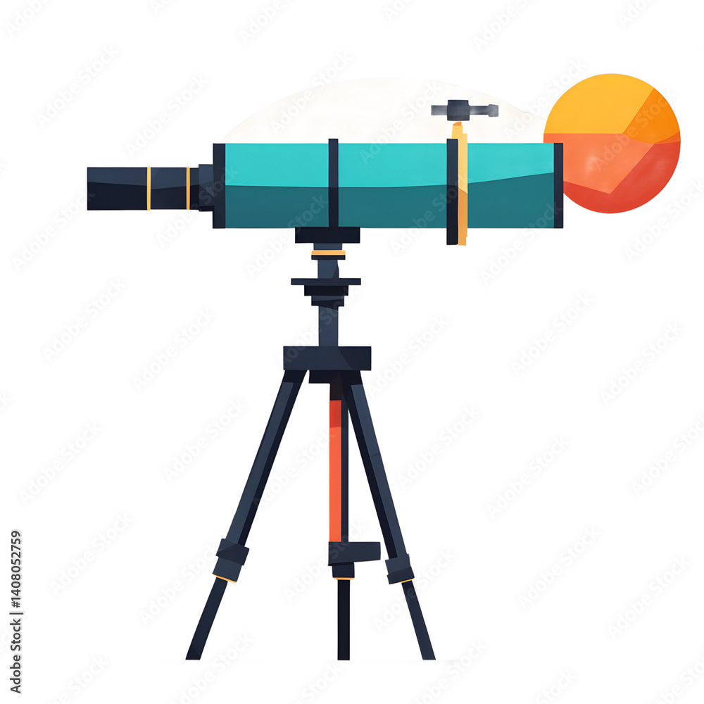 Poster Modern design icon of a telescope symbolizing space exploration isolated on a empty plain background