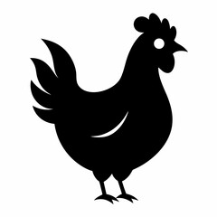 new hen chicken silhouette vector icon on white background