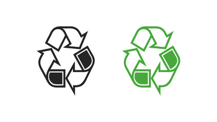 Recycling Symbols Set. Recycle, Reuse, and Reduce Icons with Arrows, Labels, and Badges. Vector Illustration